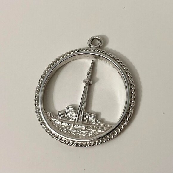 Vintage Sterling Silver Toronto Canada Skyline Pendant Charm No Loop - Picture 15 of 16